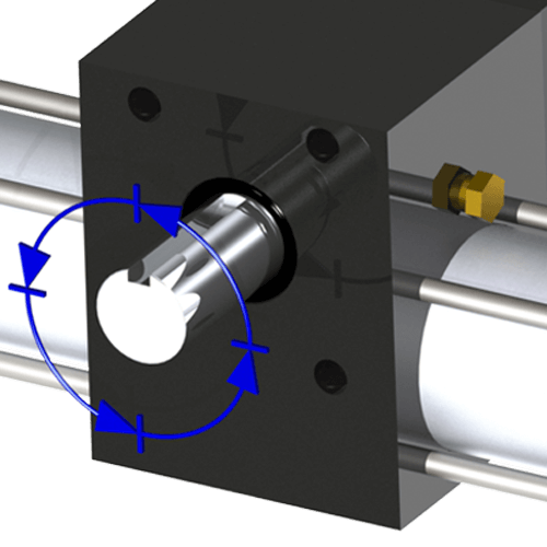 Like a rotary actuator but with unidirectional rotation